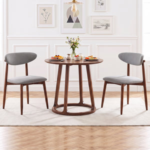 Set of 2 Fabric Upholstered Dining Chairs with Curved Backs-Gray