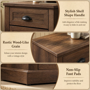 Set of 2 Farmhouse Nightstand with 2 Drawers & Storage for Living Room Bedroom-Brown