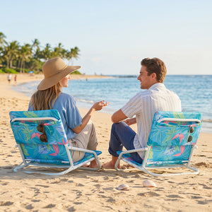 Set of 2 Folding Beach Chairs with Sponge Padded Seat for Camping-Navy