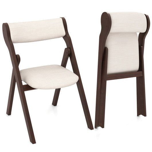 Set of 2 Folding Chairs with Comfy Padded Backrest and Seat-Brown