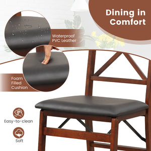 Set of 2 Folding Dining Chairs with 400 LBS Capacity-Brown