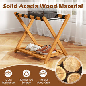 36 Inches Outdoor Folding Round Dining Table with Slatted Tabletop