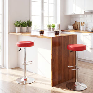 Set of 2 Height-adjustable Swivel Bar Stool with 360Â° Swivel bar stool-Red