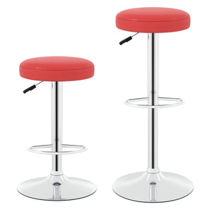 Set of 2 Height-adjustable Swivel Bar Stool with 360Â° Swivel bar stool-Red