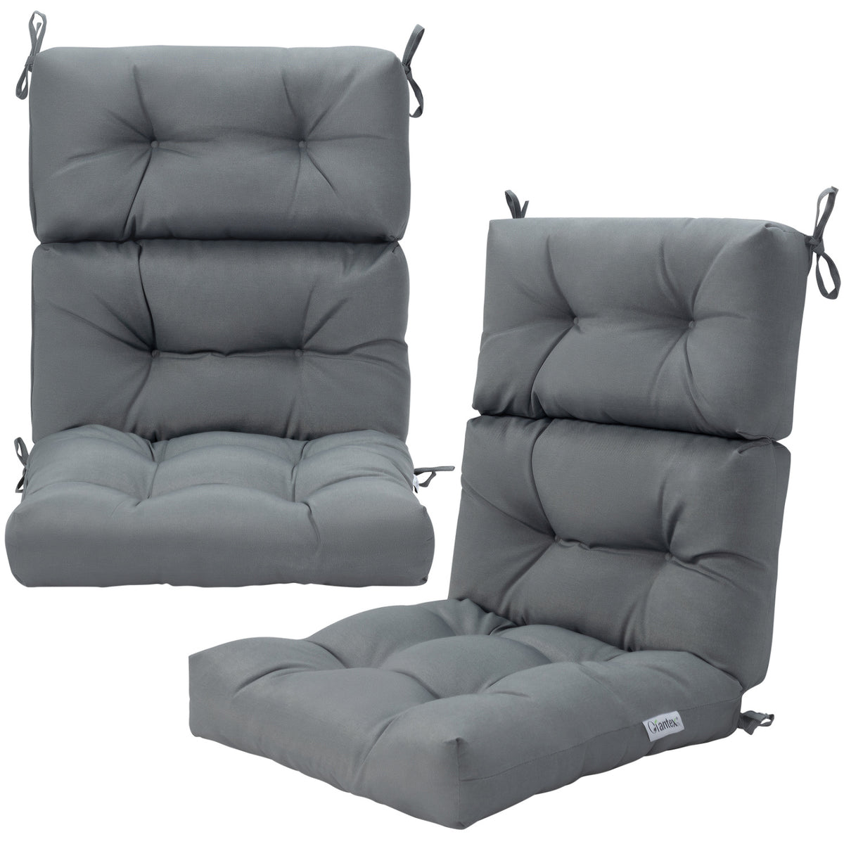 Set of 2 High Back Chair Cushion with Adjustable Height-Gray