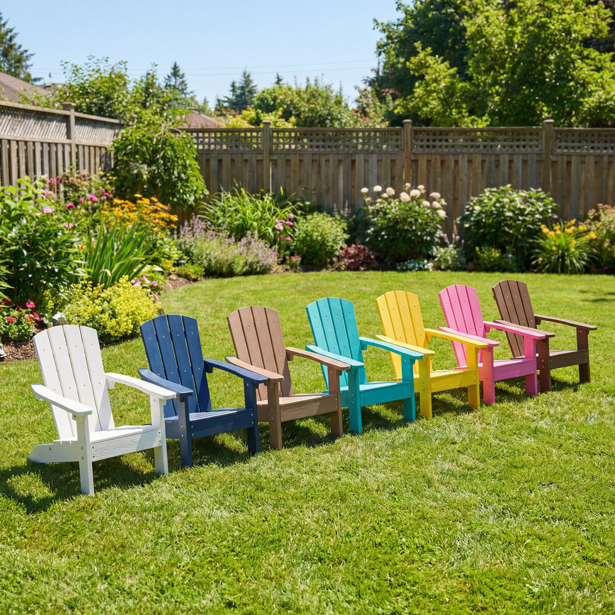 Set of 2 Kid's Adirondack Chair with with High Backrest and Armrests-White