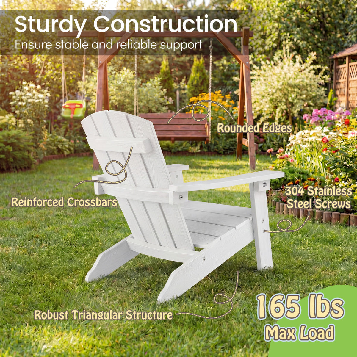 Set of 2 Kid's Adirondack Chair with with High Backrest and Armrests-White