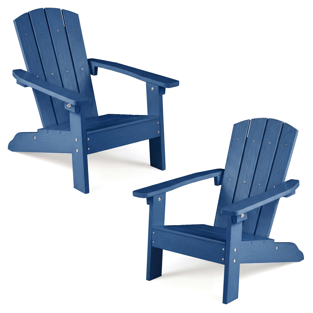 Set of 2 Kid's Adirondack Chair with with High Backrest and Armrests-Navy