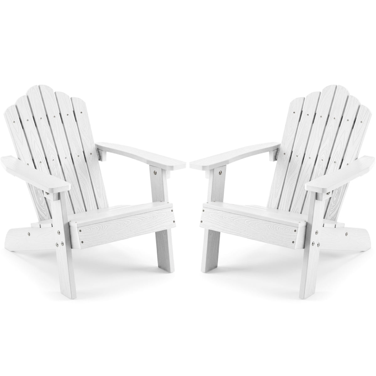 Set of 2 Kids Adirondack Chairs All-weather Outdoor Chairs for Children with Tilted High Backrest-White