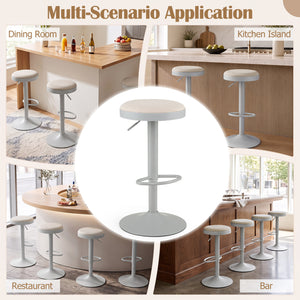 Set of 2 Kitchen Bar Stools with Height Adjustment Padded Seat and D-Shaped Footrest-Gray