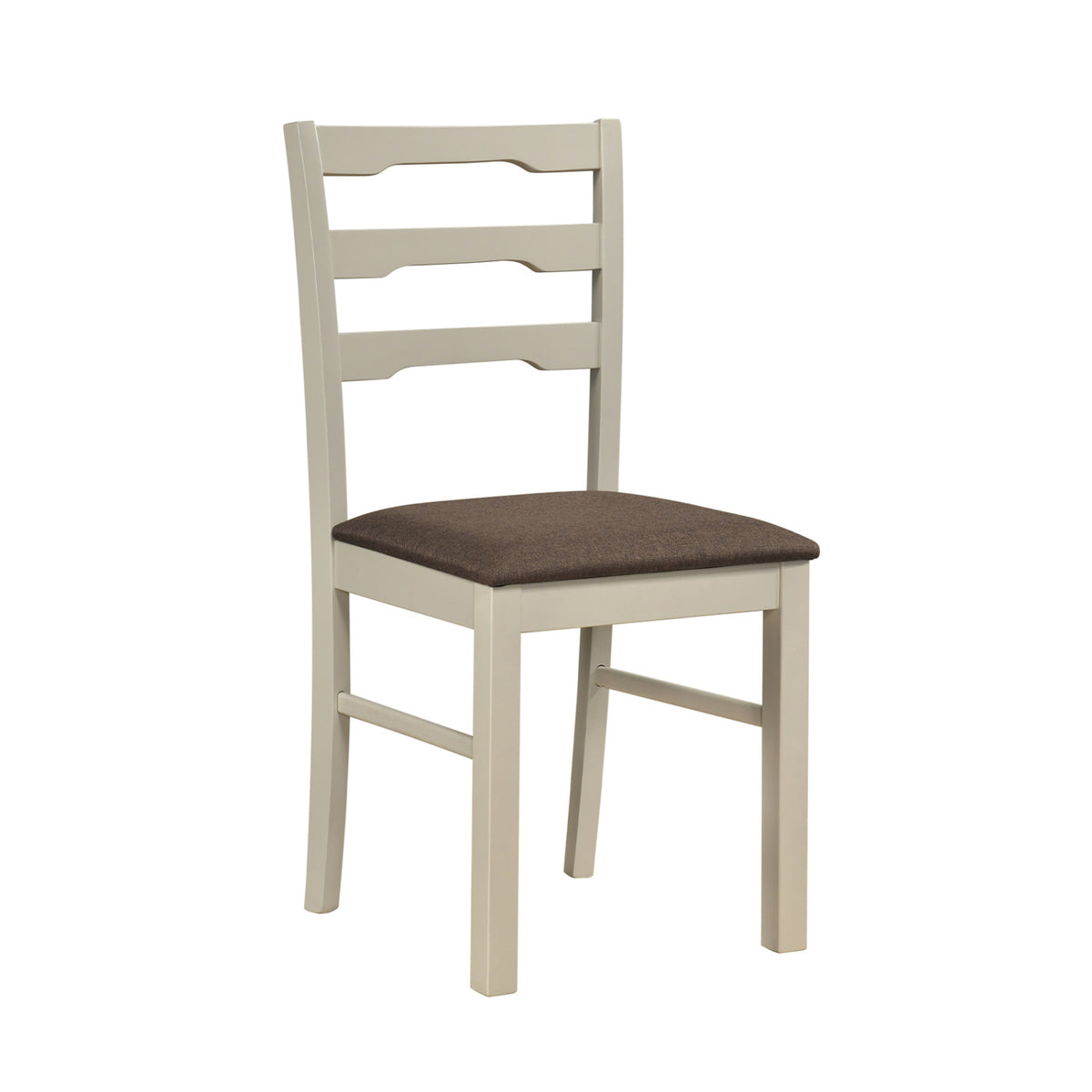 Set of 2 Linen Style Upholstered Dining Chairs with Wood Frames-White