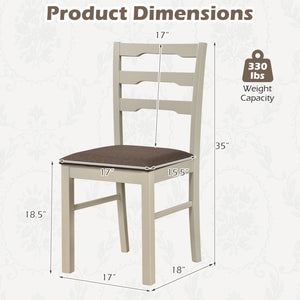 Set of 2 Linen Style Upholstered Dining Chairs with Wood Frames-White