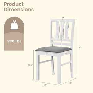 Set of 2 Linen Style Upholstered Kitchen Chairs with Wood Frames-White