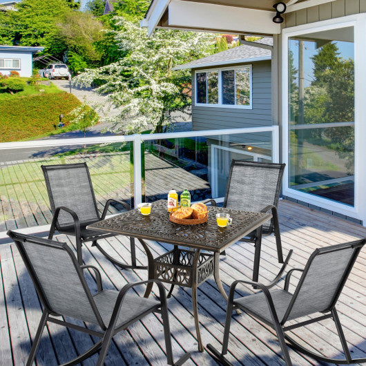 Set of 2 Metal Patio Rocking Chair with Breathable Seat Fabric-Gray