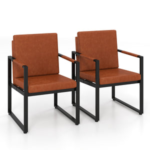 Set of 2 Mid Century Modern Single Sofa Chairs with Cushions-Brown