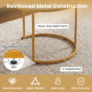Set of 2 Modern Round Stacking Nesting Coffee Tables-Golden