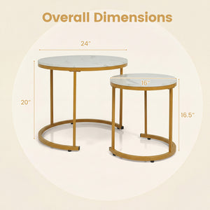 Set of 2 Modern Round Stacking Nesting Coffee Tables-Golden
