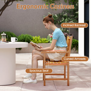 Set of 2 Outdoor Dining Chairs Acacia Wood with Cross-Pattern Backrest
