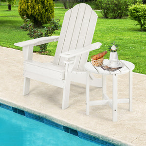 Set of 2 18 Inch Round Weather-Resistant Adirondack Side Tables-White