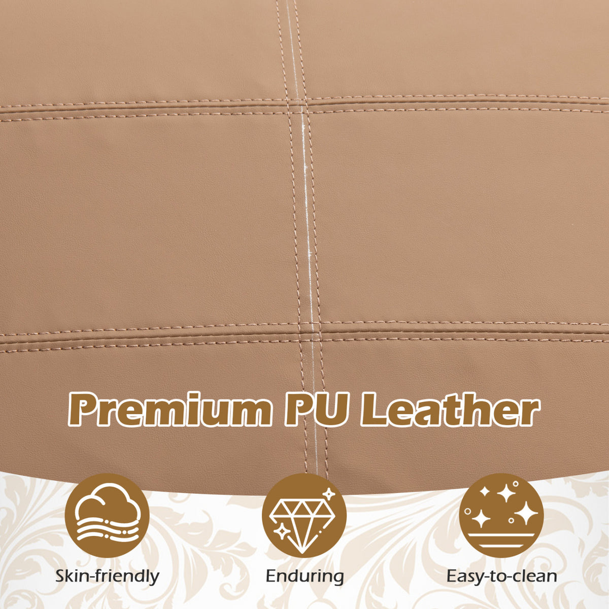 Set of 2 PU Leather Modern Accent Chair with Removable Seat Cushion-Brown