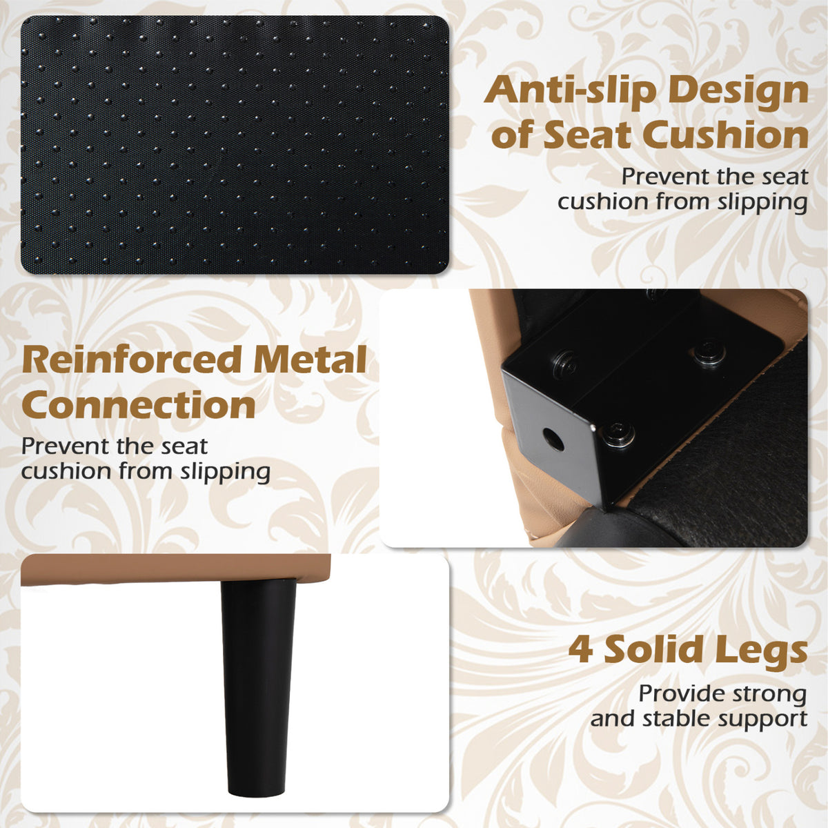 Set of 2 PU Leather Modern Accent Chair with Removable Seat Cushion-Brown