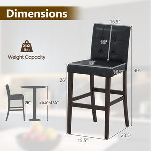 Set of 2 PVC Leather Bar Stools with Solid Wood Legs