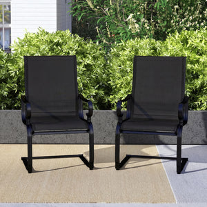 Set of 2 Patio Chairs with Quick-drying and Breathable Fabric for Backyard-Black