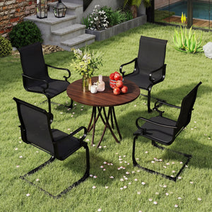 Set of 2 Patio Chairs with Quick-drying and Breathable Fabric for Backyard-Black
