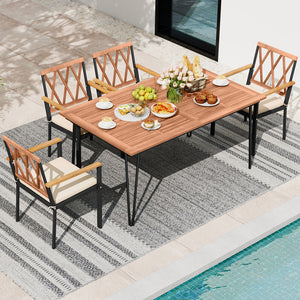 Set of 2 Patio Dining Chairs with Removable Padded Cushions-18 Inches