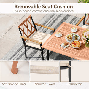 Set of 2 Patio Dining Chairs with Removable Padded Cushions-18 Inches