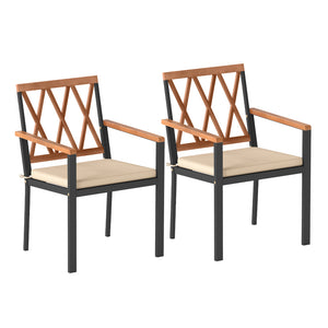 Set of 2 Patio Dining Chairs with Removable Padded Cushions-18 Inches