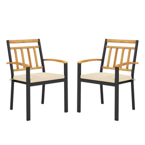 Set of 2 Patio Dining Chairs with Removable Padded Cushions-17 Inches