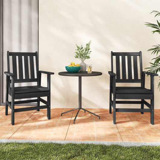 Set of 2 Patio Dining Chairs with Wide Armrests-Black