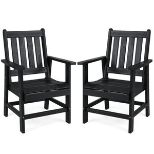 Set of 2 Patio Dining Chairs with Wide Armrests-Black