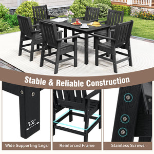 Set of 2 Patio Dining Chairs with Wide Armrests-Black