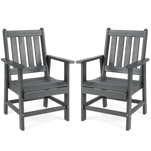 Set of 2 Patio Dining Chairs with Wide Armrests-Gray