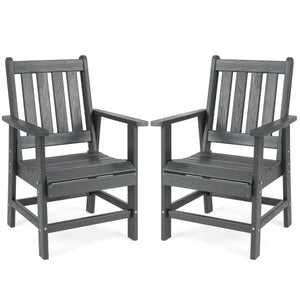 Set of 2 Patio Dining Chairs with Wide Armrests-Gray