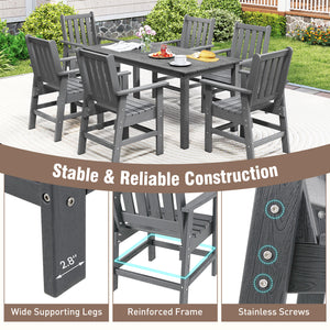 Set of 2 Patio Dining Chairs with Wide Armrests-Gray