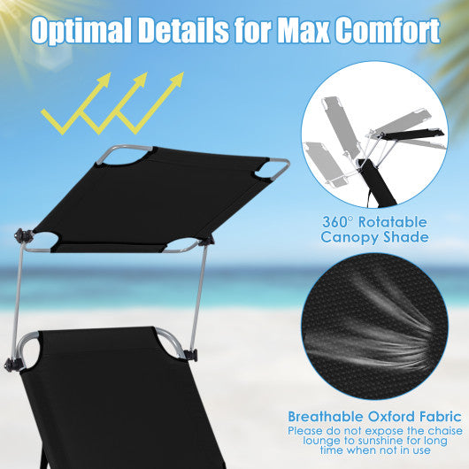 Set of 2 Portable Reclining Chair with 5 Adjustable Positions-Black