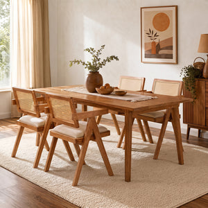 Set of 2 Rattan Accent Chairs with Padded Cushion and Rubber Wood Frame-Beige