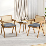 Set of 2 Rattan Accent Chairs with Padded Cushion and Rubber Wood Frame-Gray
