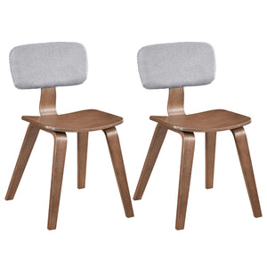 Set of 2 Rubber Wood Dining Room Chairs with Teddy Velvet Padded Backrest-Walnut
