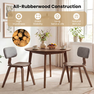 Set of 2 Rubber Wood Dining Room Chairs with Teddy Velvet Padded Backrest-Walnut