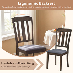 Set of 2 Rubber Wood Dining Room Chairs with Comfortable Backrest-Brown