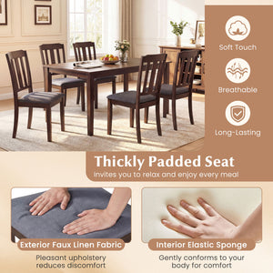 Set of 2 Rubber Wood Dining Room Chairs with Comfortable Backrest-Brown