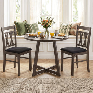 Set of 2 Modern Linen Style Upholstered Kitchen Chairs-Gray