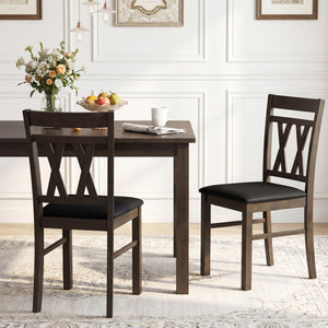 Set of 2 Modern Linen Style Upholstered Kitchen Chairs-Gray