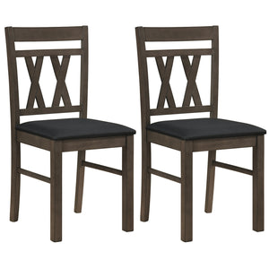 Set of 2 Modern Linen Style Upholstered Kitchen Chairs-Gray