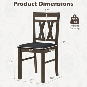 Set of 2 Modern Linen Style Upholstered Kitchen Chairs-Gray
