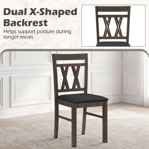 Set of 2 Modern Linen Style Upholstered Kitchen Chairs-Gray